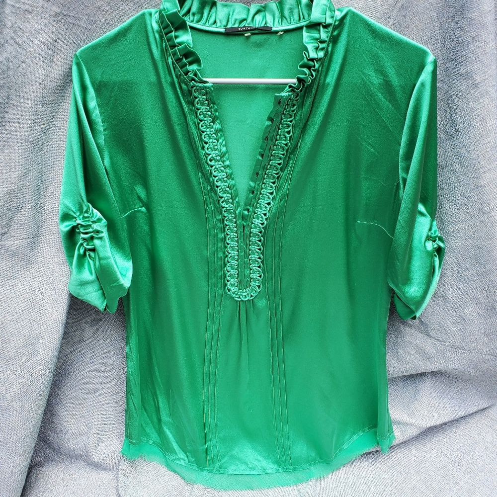 Elie Tahari Green Silk Blouse Size Small